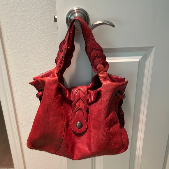 Junior Drake soft Deep Red Leather handbag - Picture 1 of 11